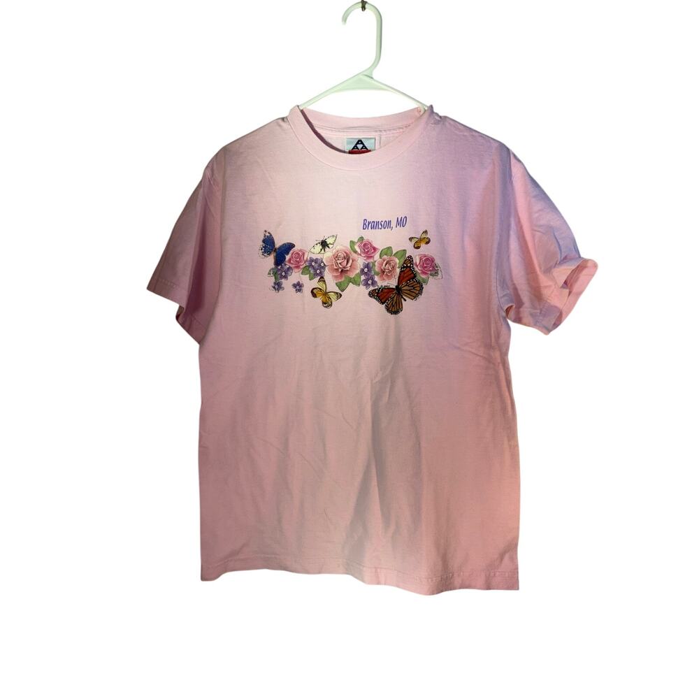Vintage 80s T Shirt Butterflies Flowers Branson Missouri M